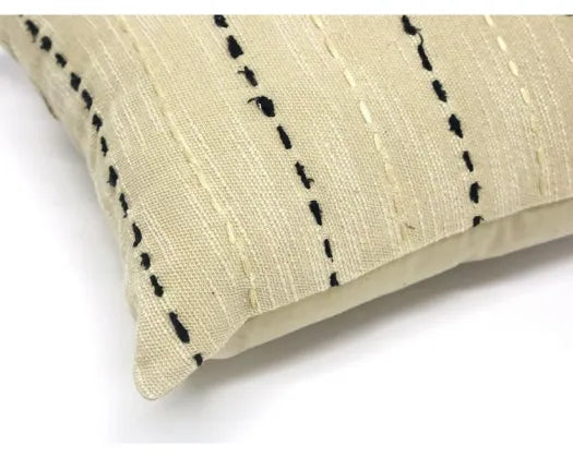 Kantha Embroidered Cushion Black/Taupe