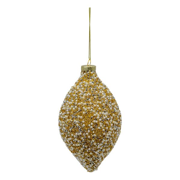 Gold pearl Beaded Long Drop