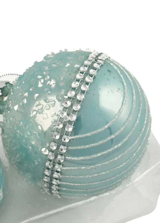 Teal, White, Silver Braid 8cm