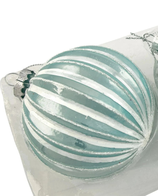 Teal, White, Silver Stripe 8cm