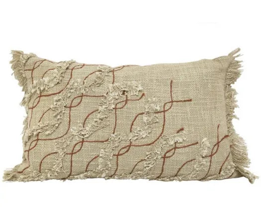 Ripples Embroidered Cushion Nat/Rust