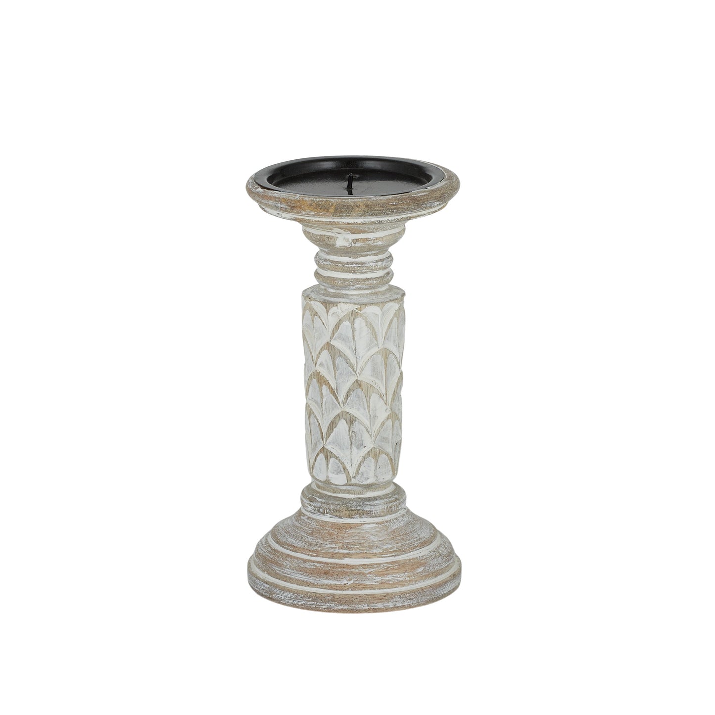 Sirena Wood Candle Holder Small White