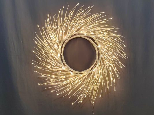 60cm LED White Wreath Powered