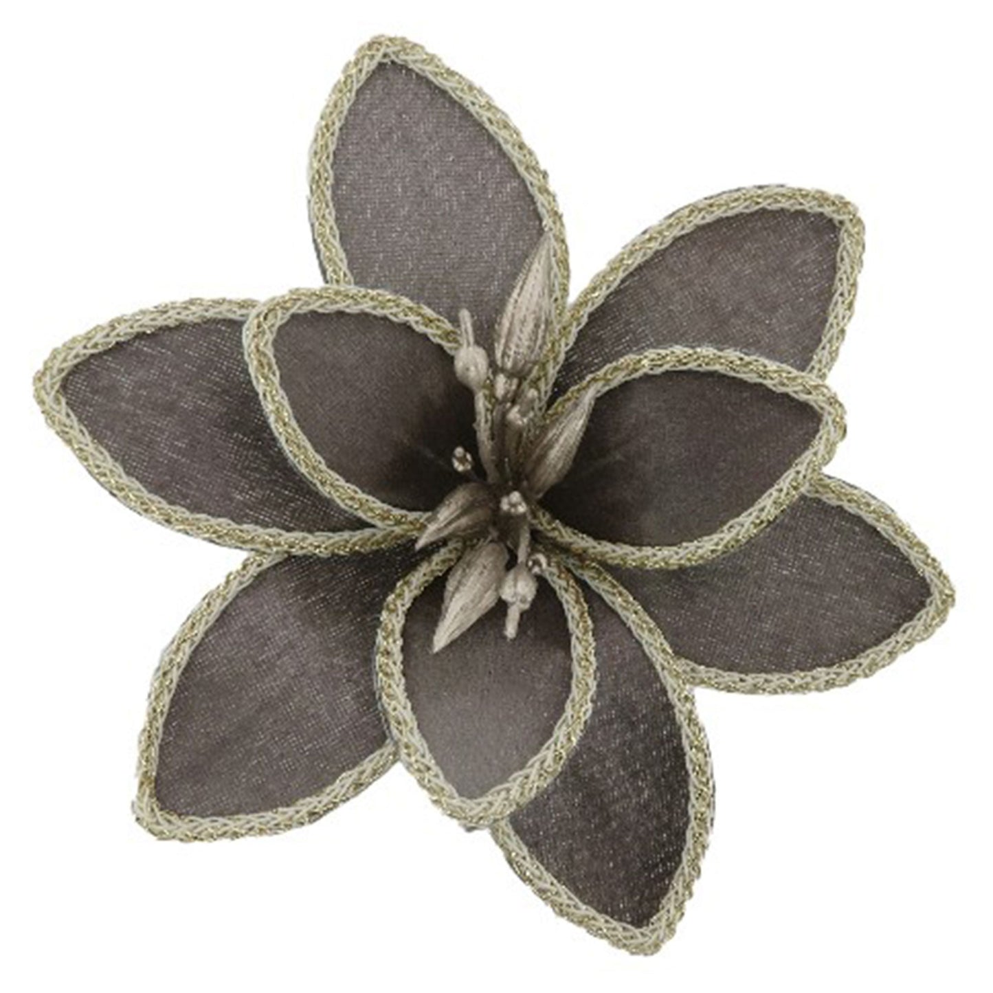 Brown Rope Edge Poinsettia Clip