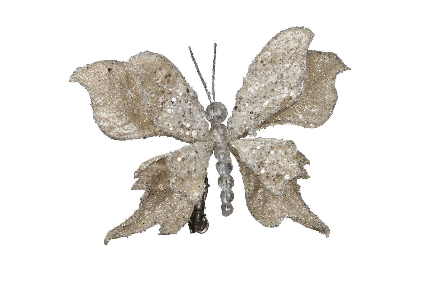 Icy Pearl Sequin Butterfly Clip on