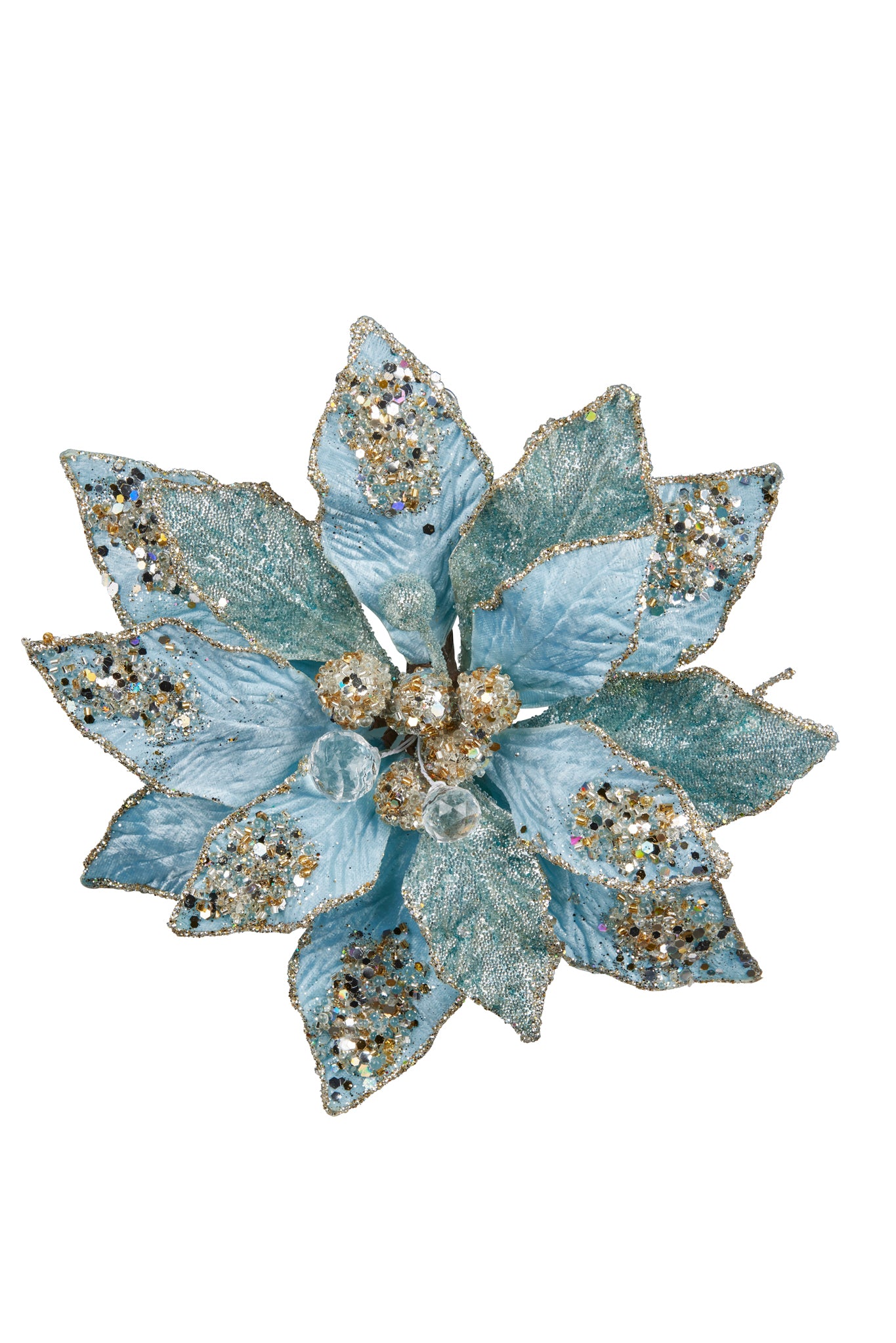 Soft Blue Poinsettia Clip on 20cm