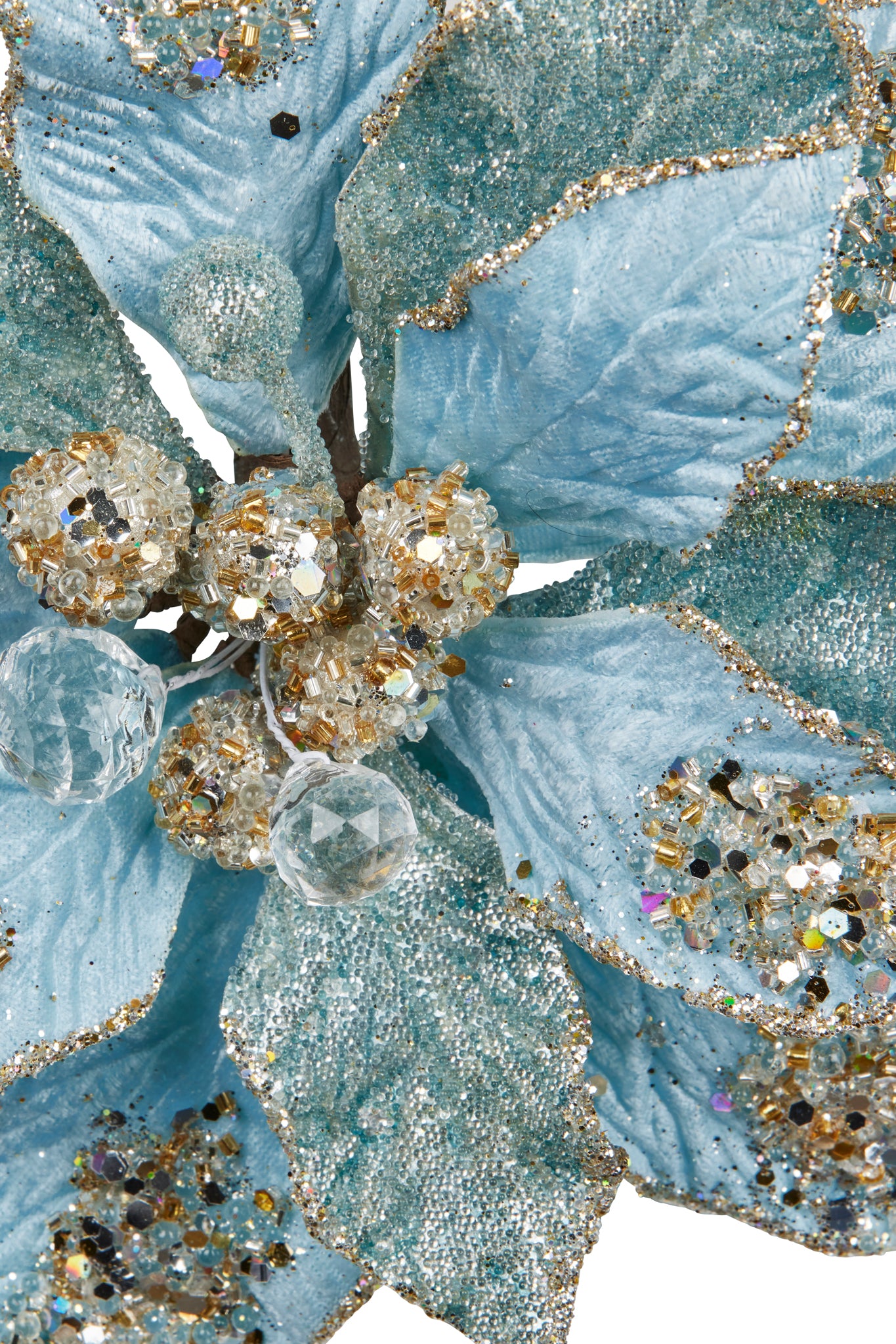 Soft Blue Poinsettia Clip on 20cm