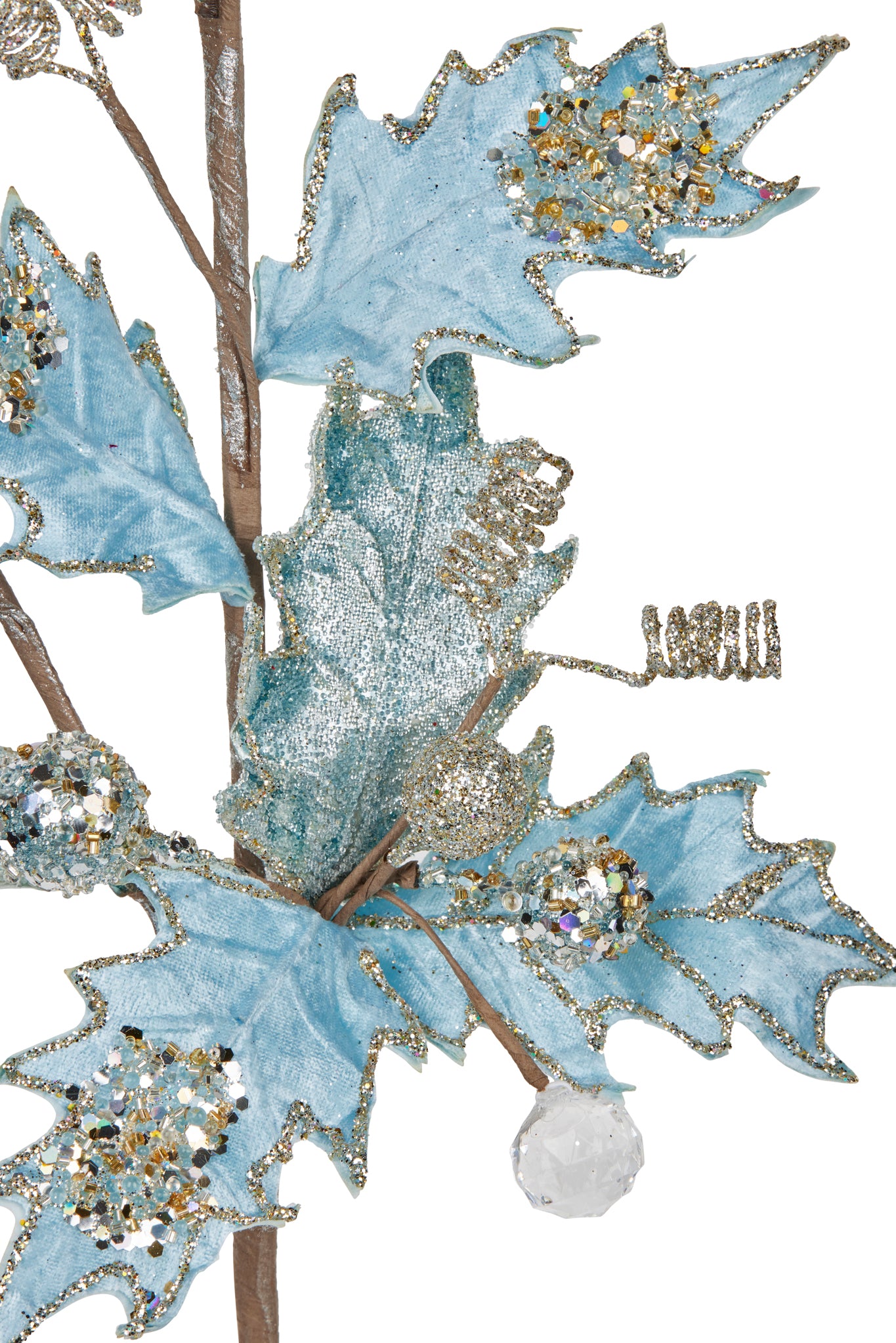 Soft Blue Holly Berry Spray 71cm