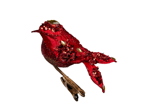 Red Jewelled Bird Clip on 15cm
