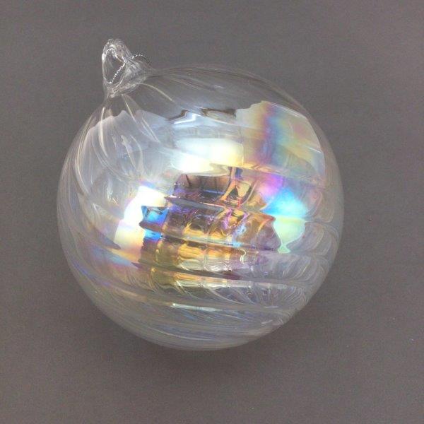 Clear Swirl Irid Ball Hanging Decoration