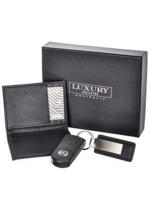 Black Wallet and Key Ring Set