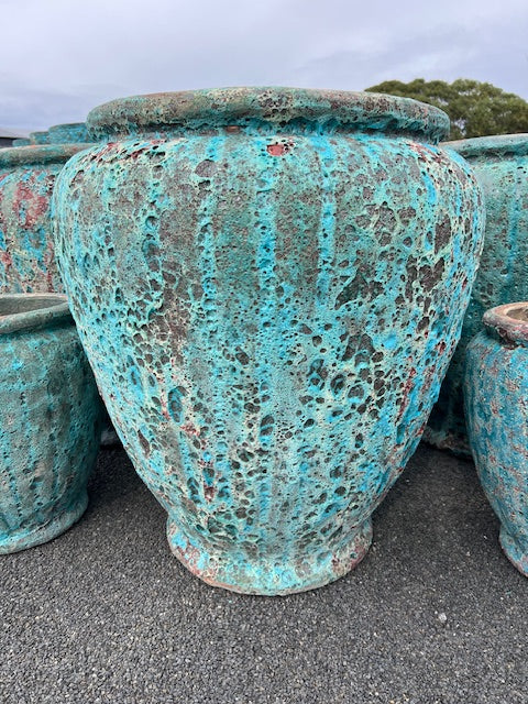 Green Lava Rock Pot Urn Large