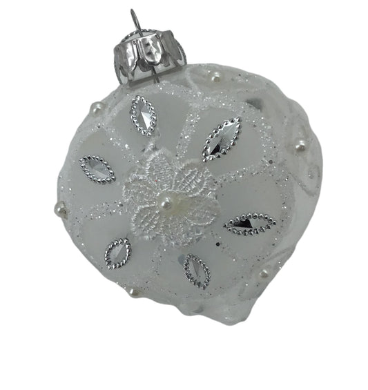 White Silver Floral Drop