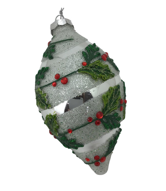 Holly Long Drop Bauble