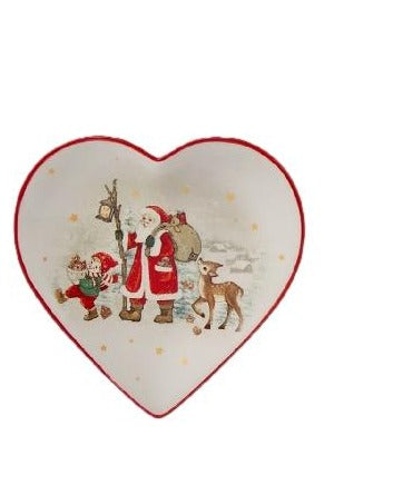 Christmas Scene Trinket Plate Heart