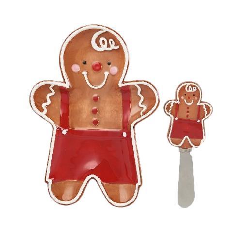 Gingerbread Boy Bowl and Knife