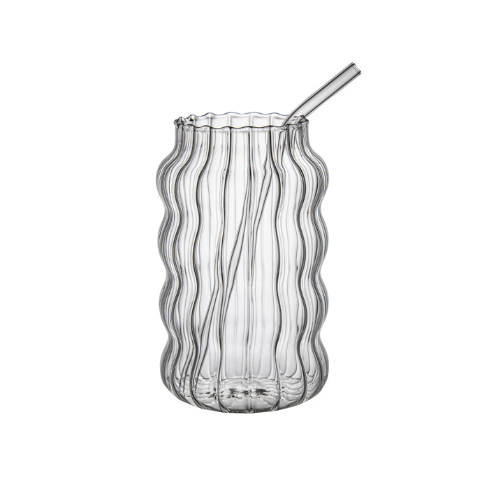 Punch Ribbed Cup with Straw Large