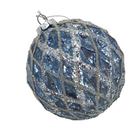 Blue Silver Honeycomb Ball Hang Ornament