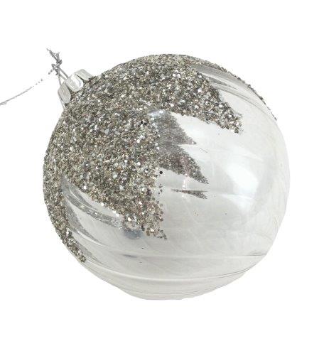 Silver Encrusted Ball Hanging Ornament
