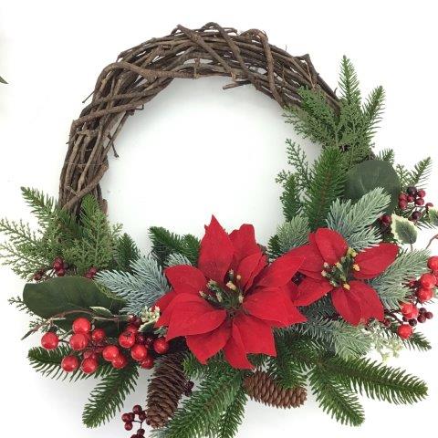 Red Green Poinsettia Wreath