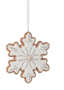 Snowflake White Iced Hanging Ornament 3