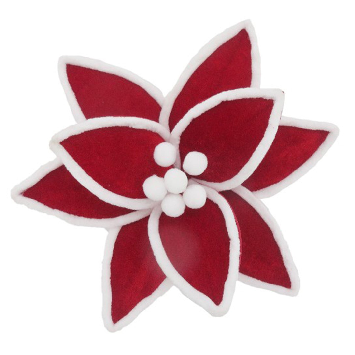 Poinsettia Red Embossed White Edge