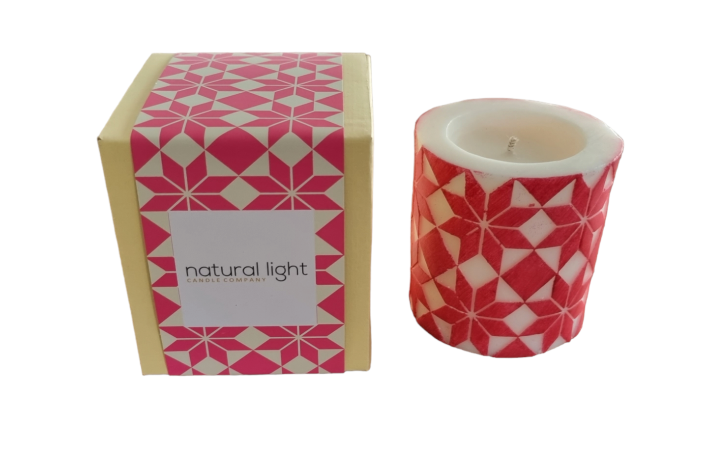 Pop Star 3" Rec Pillar White/ Raspberry