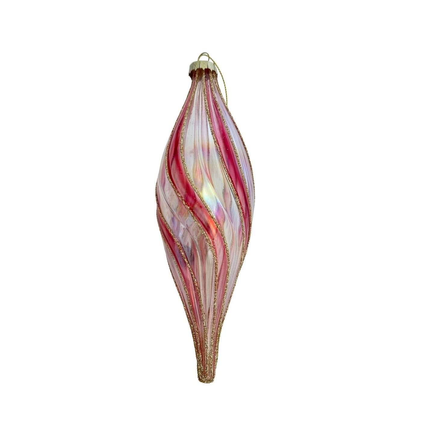 Clear Pink Long Drop Bauble