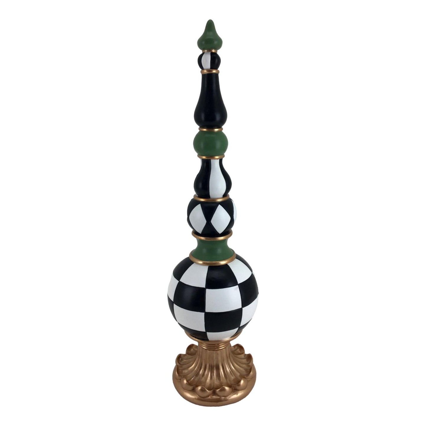 Finial Green Black White 46cm