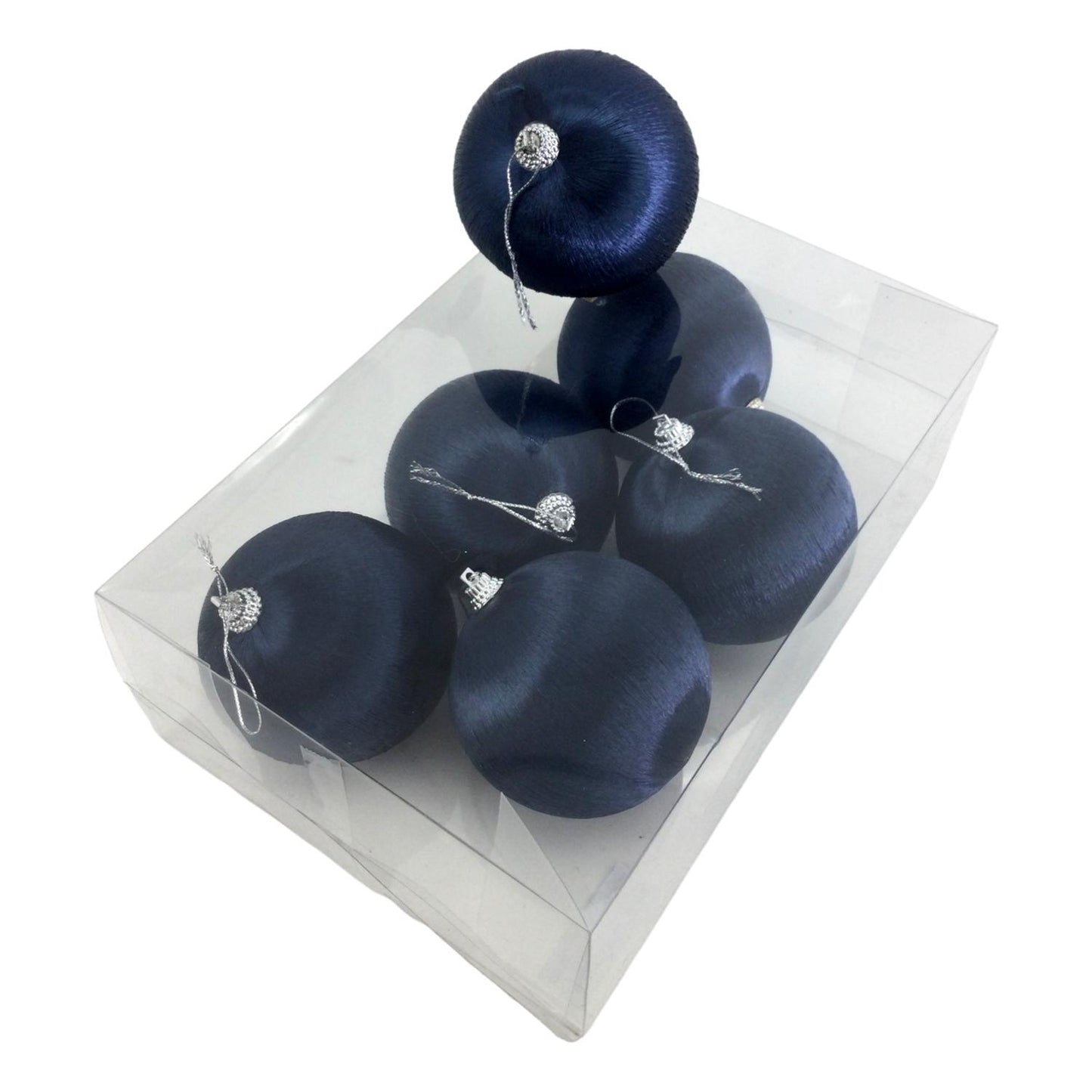 Navy Silk Ball 8cm Box of 6