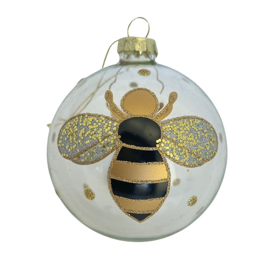 Bee Glass Ball Bauble 8cm