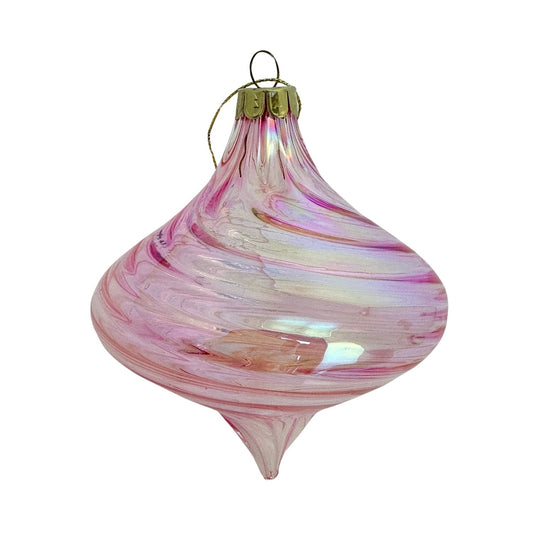 Clear Pink Long Drop Bauble