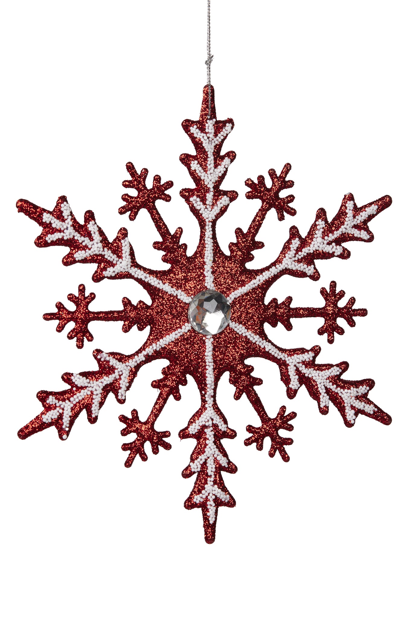 Red White Snowflake with Jewel Centre