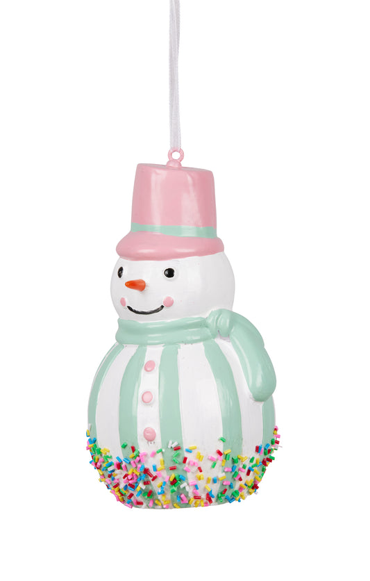 Aqua White Striped Snowman with Sprinkle