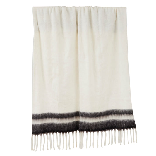Portia Wool Blend Throw Ivory Black