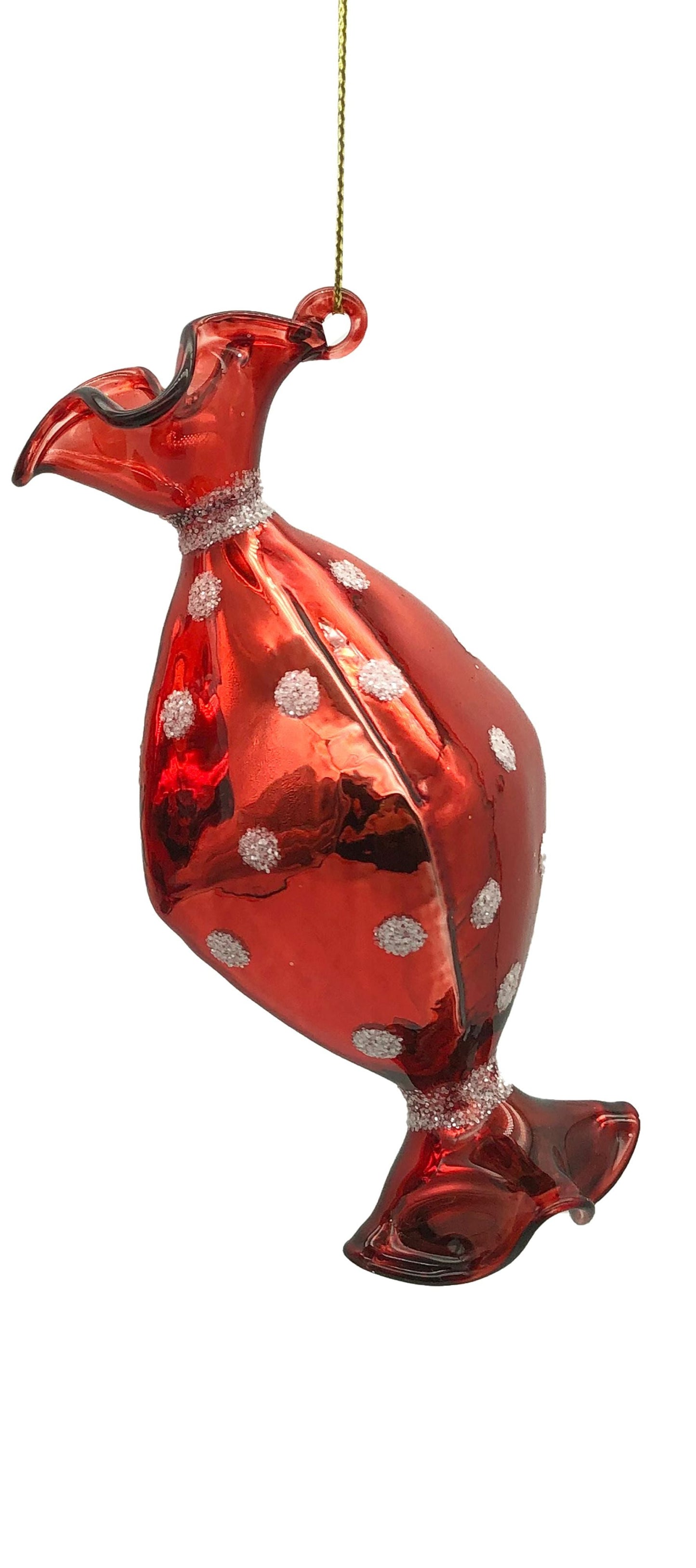 Glass Red White Lolly Bauble 2