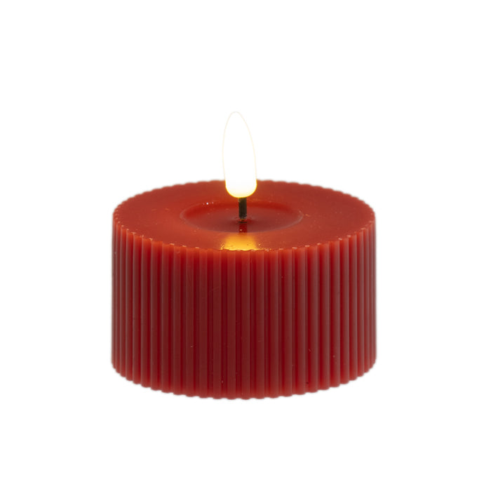 Aura Led Ribbed Candle Red Small