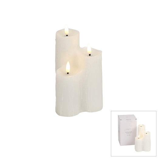 Heaven Led Wax Candle Cluster 3 White