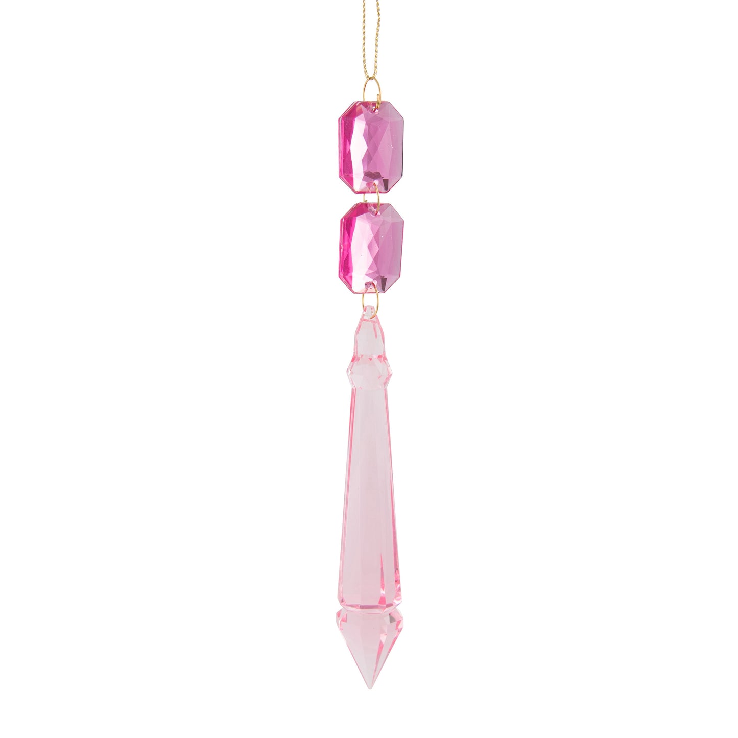 Acrylic Hanging Jewel Drop Narrow Pink