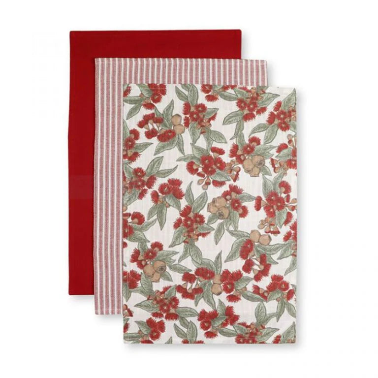 Natilie Red Tea Towel Pack 3