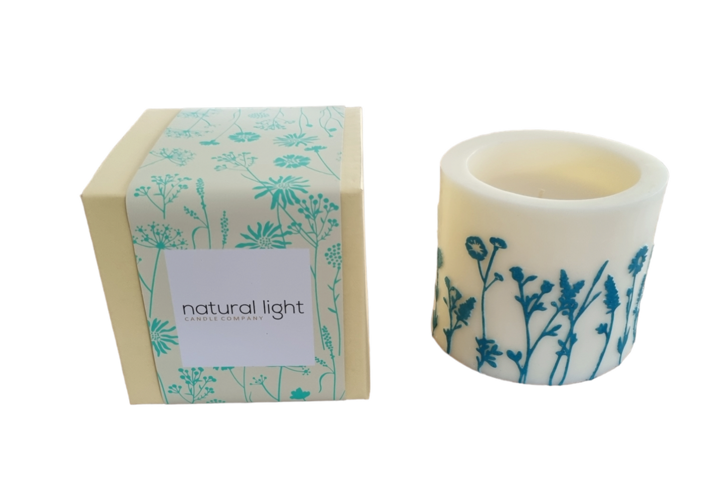 W/Flower 4" rec Pill Wh/Porcelain Blue