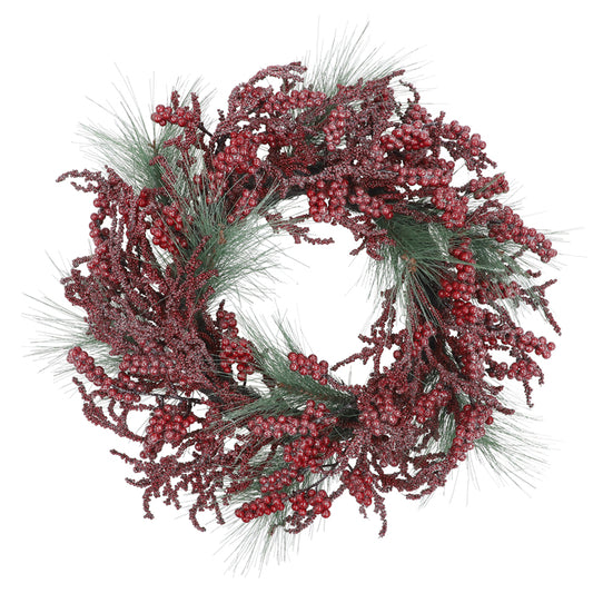 Green Wreath with Red Berry 61cm
