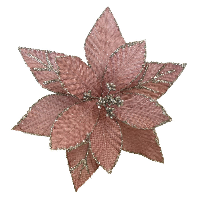 Poinsettia Pink Silver Clip on