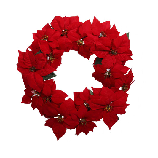 Red Poinsettia Wreath 61cm
