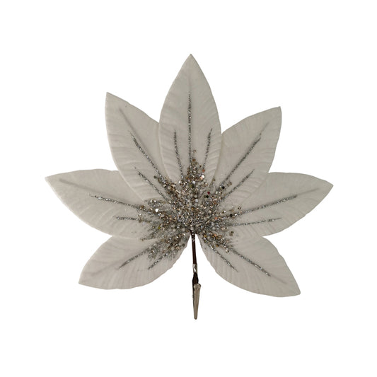 Leaf White Silver Clip on