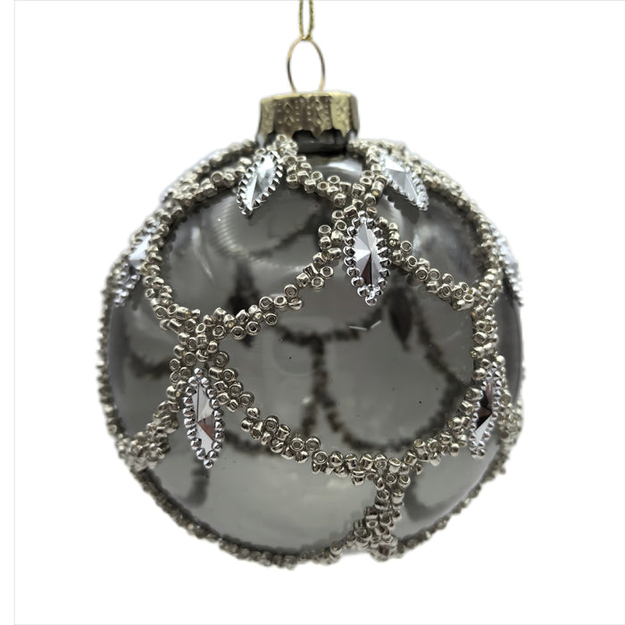 Glass Bauble Black with Jewels
