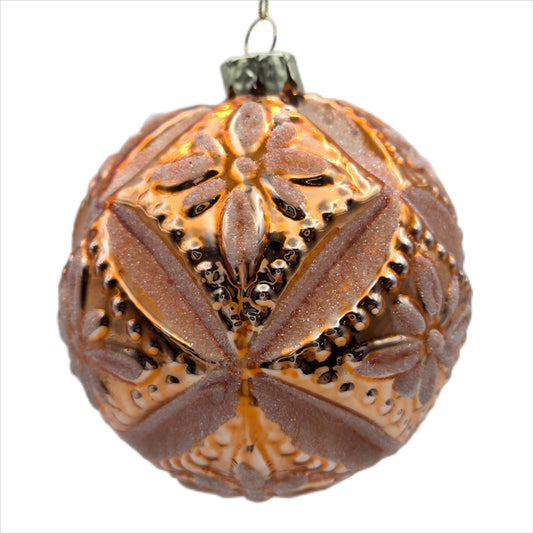 Glass Bauble Coral Cross