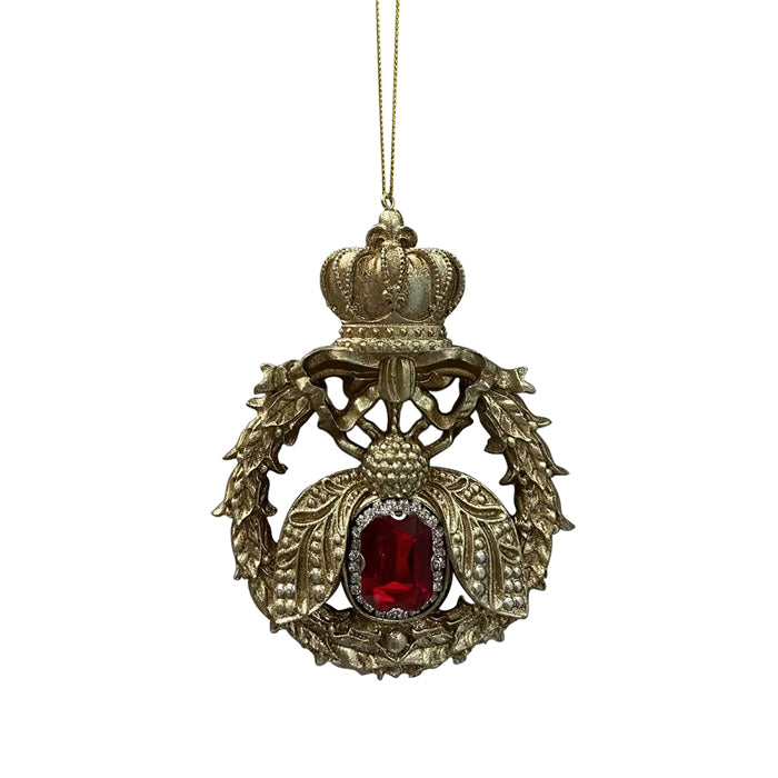 Gold Red Bee Ornament Resin