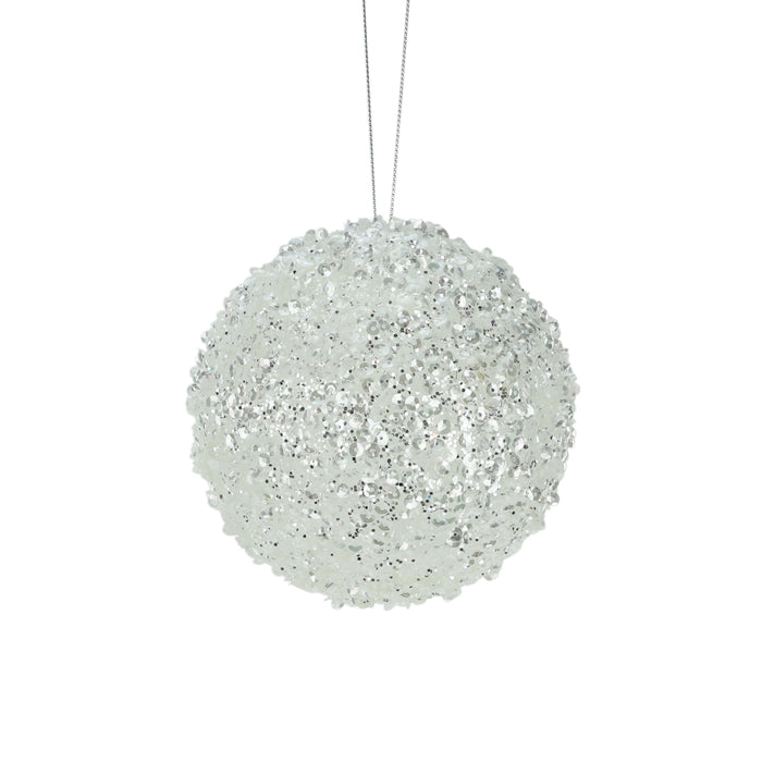 Beaded Sequin Ball White Small