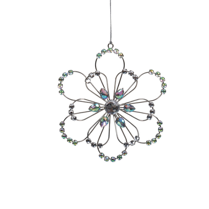 Wire Jewel Silver Flower Decoration
